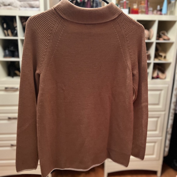 Talbots, Size Petite P, Tan sweater with cream trim - Picture 3 of 4